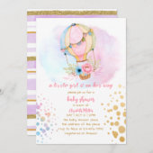Wasserfarbe Heißluftballon Baby Girl Dusche Einladung (Vorne/Hinten)