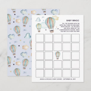 Wasserfarbe Heißluftballon Babydusche Bingo Einladung