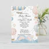 Wasserfarbe Heißluftballon Babydusche Einladung (Stehend Vorderseite)