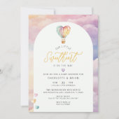 Wasserfarbe Heißluftballon Babydusche Einladung (Vorderseite)