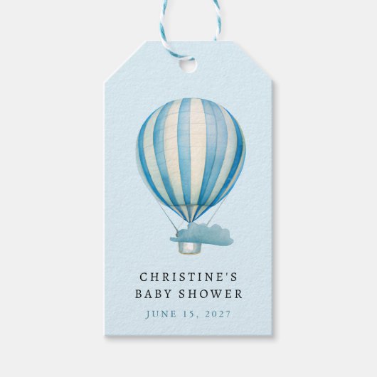 Wasserfarbe Heißluftballon Babydusche Geschenkanhänger (Vorderseite)
