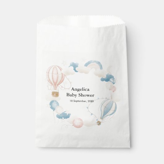 Wasserfarbe Heißluftballon Babydusche Geschenktütchen (Vorderseite)