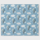 Wasserfarbe Heißluftballon blau // Geschenkpapier (Flach)