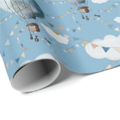 Wasserfarbe Heißluftballon blau // Geschenkpapier (Rolleneckpunkt)