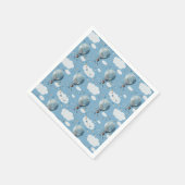 Wasserfarbe Heißluftballon Blau // Kindergeburt Serviette (Ecke)