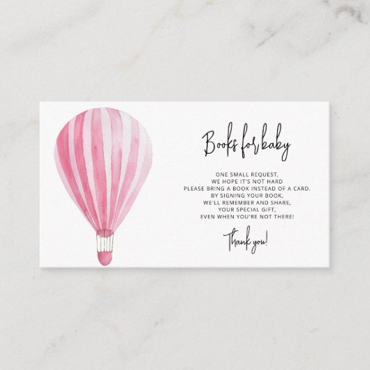 Wasserfarbe Heißluftballon - Bücher für Babyticket Begleitkarte (Vorderseite)
