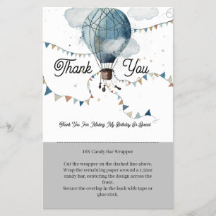 Wasserfarbe Heißluftballon // Candy Bar Wrapper Flyer