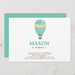 Wasserfarbe Heißluftballon Geburtstag Einladung