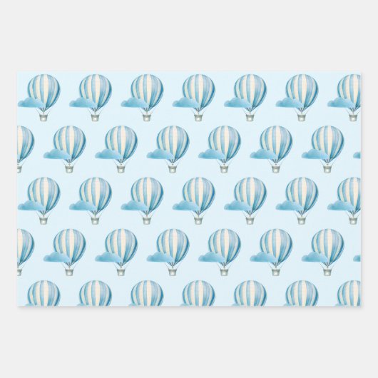 Wasserfarbe Heißluftballon Geschenkpapier Set (Vorderseite 3)