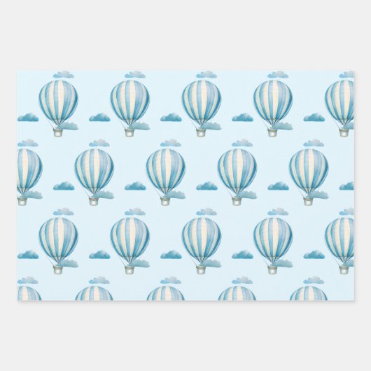 Wasserfarbe Heißluftballon Geschenkpapier Set (Vorderseite 2)