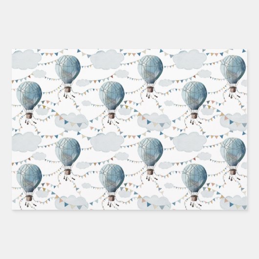 Wasserfarbe Heißluftballon // Geschenkpapier Set (Vorderseite 2)