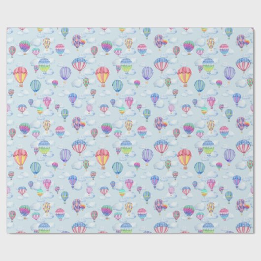 Wasserfarbe Heißluftballon im Himmel Geschenkpapier (Flach)