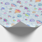 Wasserfarbe Heißluftballon im Himmel Geschenkpapier (Ecke)