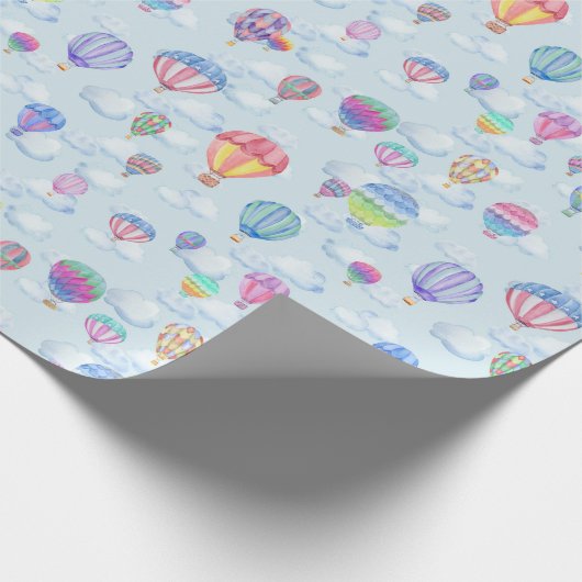 Wasserfarbe Heißluftballon im Himmel Geschenkpapier (Ecke)
