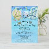 Wasserfarbe Heißluftballon Kinderdusche Einladung (Stehend Vorderseite)