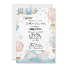 Wasserfarbe Heißluftballon Kinderdusche Einladung