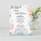 Wasserfarbe Heißluftballon Kinderdusche Einladung (Stehend Vorderseite)