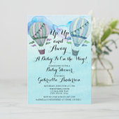 Wasserfarbe Heißluftballon Kinderdusche Einladung (Stehend Vorderseite)