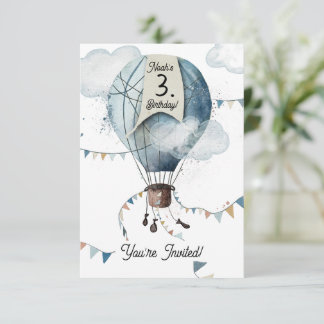 Wasserfarbe Heißluftballon // Kindergeburt Einladung
