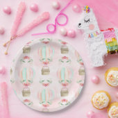 Wasserfarbe Heißluftballon Minze Pink Peach Pappteller (Party)