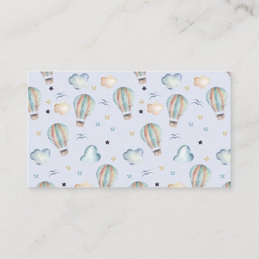 Wasserfarbe Heißluftballon Party in Blau Begleitkarte (Rückseite)