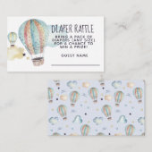 Wasserfarbe Heißluftballon Party in Blau Begleitkarte (Vorne/Hinten)