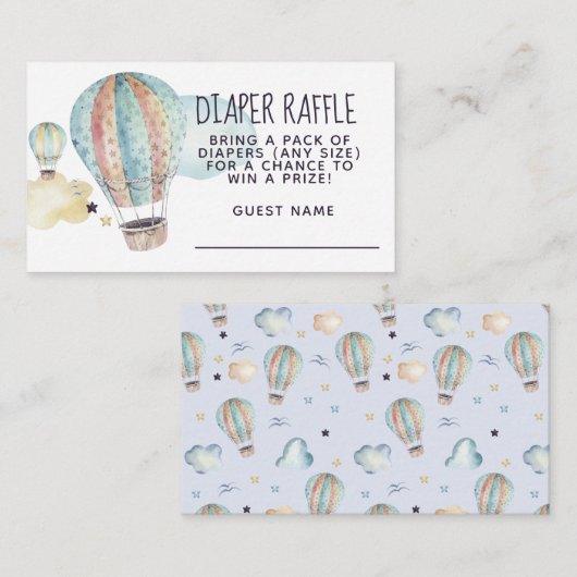 Wasserfarbe Heißluftballon Party in Blau Begleitkarte (Vorne/Hinten)