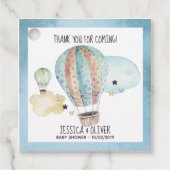 Wasserfarbe Heißluftballon Party in Blau Geschenkanhänger (Vorderseite)