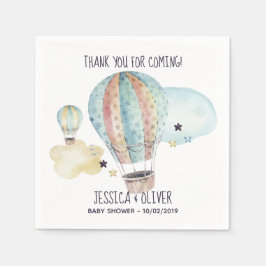 Wasserfarbe Heißluftballon Party in Blau Serviette