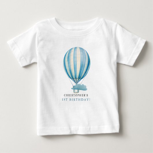 Wasserfarbe Heißluftballon Personalisierter Name Baby T-shirt (Vorderseite)