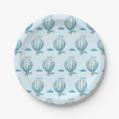 Wasserfarbe Heißluftballons Babydusche Pappteller (Vorderseite)