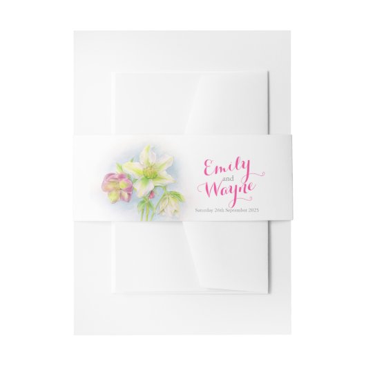 Wasserfarbe Hellebore Frühlingsblumen Kunst Hochze Einladungsbanderole (Vorderseite Beispiel)