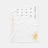 Wasserfarbe "Hello Sunshine" Baby Milestone Fleecedecke (Vorderseite)