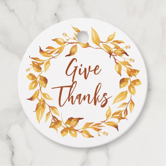 Wasserfarbe Herbst Blätter Kranz. Rund Geschenkanhänger (Vorderseite)