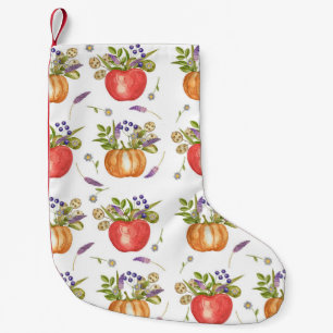 Wasserfarbe Herbst, Nahtlose Zusammensetzung. Kleiner Weihnachtsstrumpf