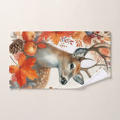 Wasserfarbe Herbst Orangefarbene Blätter und Hirsc Handtuch (Handtuch)
