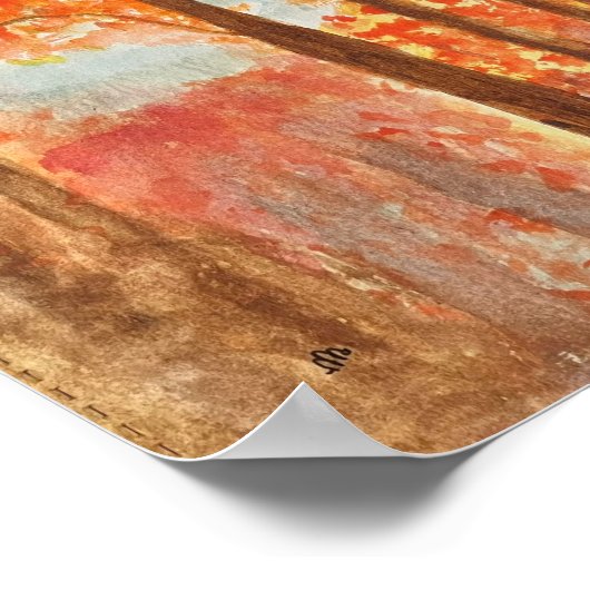 Wasserfarbe Herbst Woods Poster (Ecke)