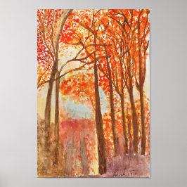 Wasserfarbe Herbst Woods Poster