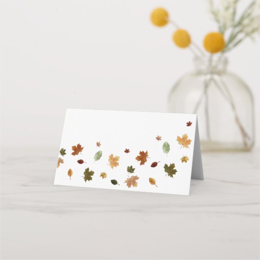 Wasserfarbe Herbstleaves Pumpkin Platzkarte (Rückseite)