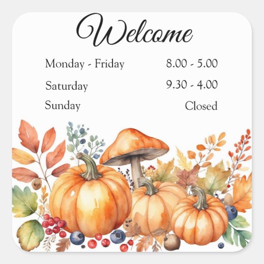 Wasserfarbe Herbstpumpen Quadratischer Aufkleber (Vorderseite)