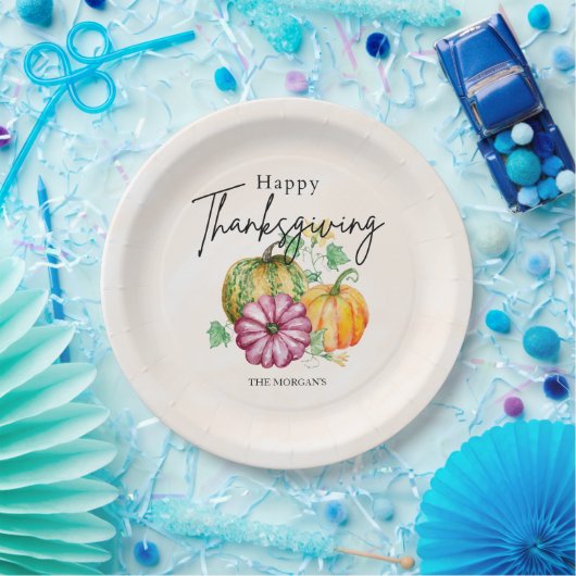 Wasserfarbe Herbstpumpenglücklich Erntedankfest Pappteller (Party)