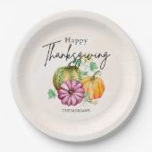 Wasserfarbe Herbstpumpenglücklich Erntedankfest Pappteller (Vorderseite)