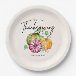 Wasserfarbe Herbstpumpenglücklich Erntedankfest Pappteller