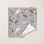 Wasserfarbe Heron Bird Egret Nattern Muster Badhandtuch Set (Waschlappen)