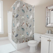 Wasserfarbe Heron Bird Egret Nattern Muster Duschvorhang (Beispiel)