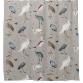Wasserfarbe Heron Bird Egret Nattern Muster Duschvorhang (Vorderseite)