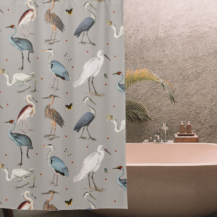 Wasserfarbe Heron Bird Egret Nattern Muster Duschvorhang