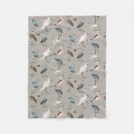 Wasserfarbe Heron Bird Egret Nattern Muster Fleecedecke