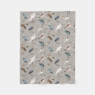 Wasserfarbe Heron Bird Egret Nattern Muster Fleecedecke