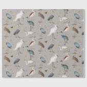 Wasserfarbe Heron Bird Egret Nattern Muster Geschenkpapier (Flach)
